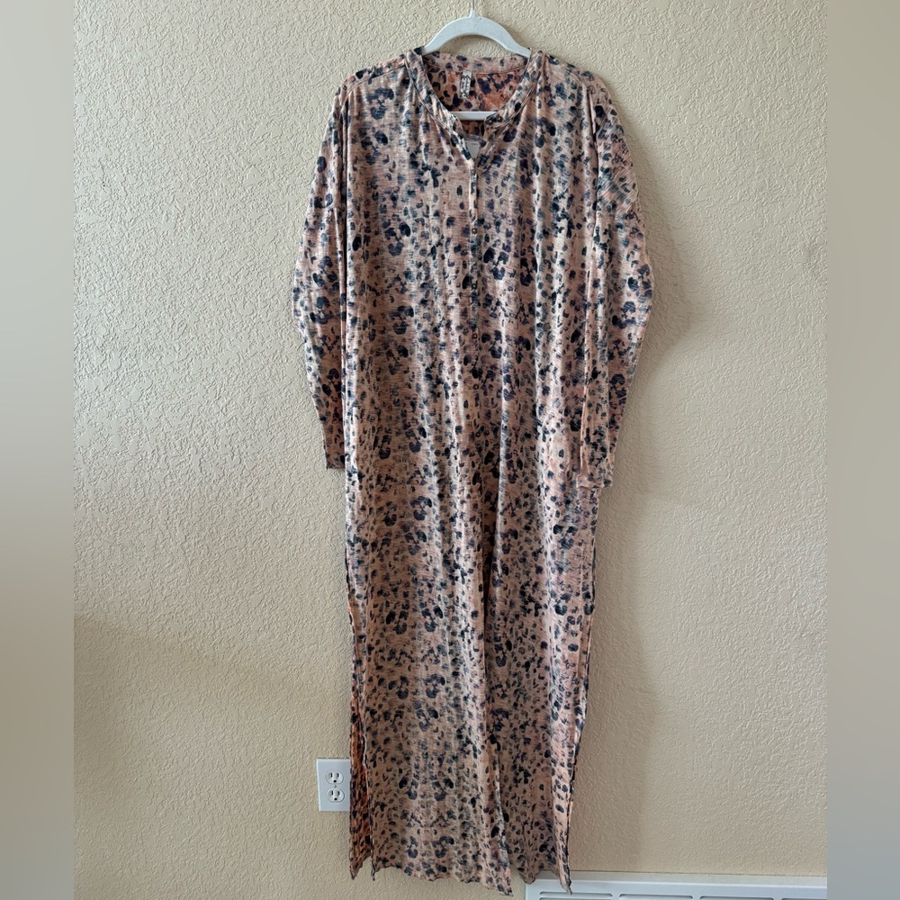 FP Intimately Leopard Printed Maxi Top Robe Duster, Size Small - Picture 2 of 11